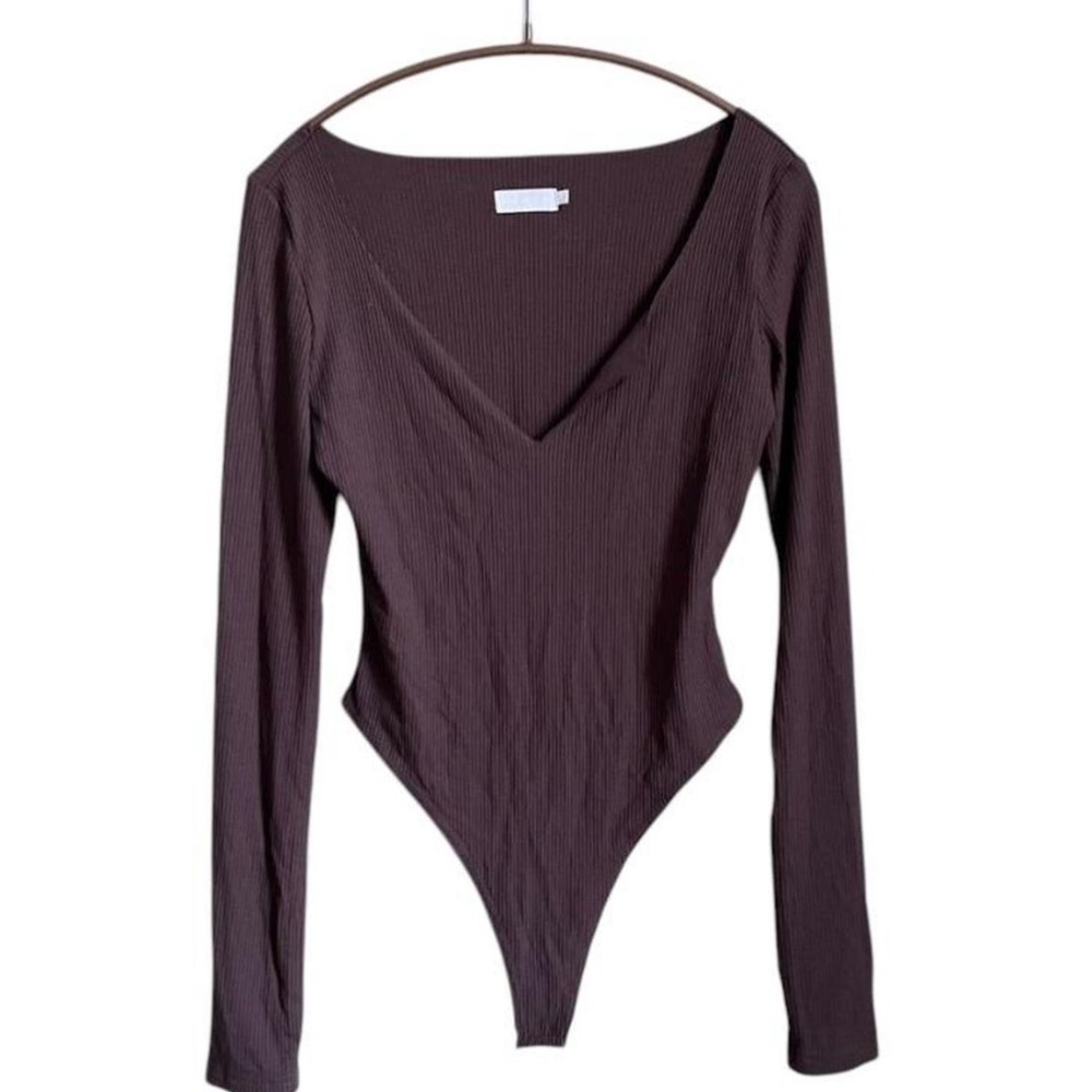 Meshki Ribbed Knit Top in Deep Brown - Picture 2 of 5
